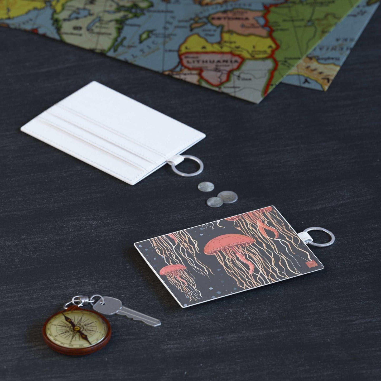 Ocean Odyssey: Saffiano Leather Card Holder - CottonBlend Studio